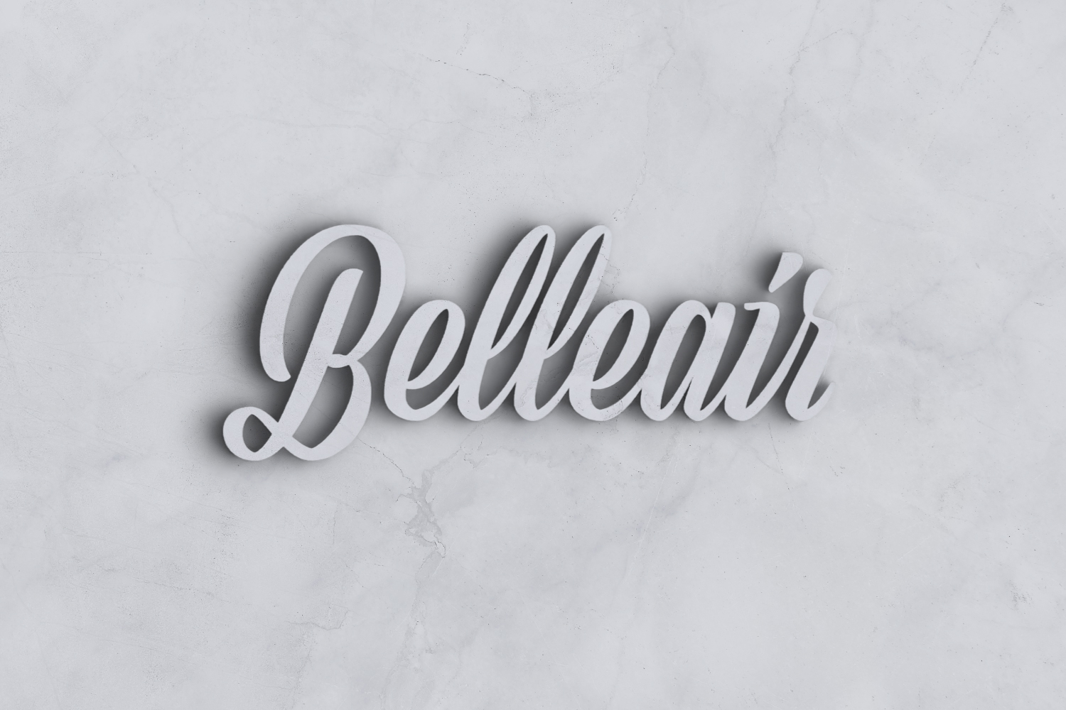 Custom Belleair lettering produced on April 25, 2025.